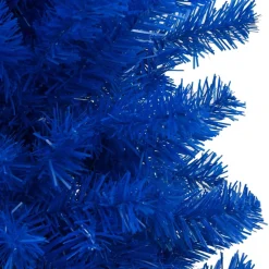 The Living Store Decoratieve Kerstbomen^ Kunstkerstboom - Blauw - 120 Cm - Pvc - Led-Verlichting
