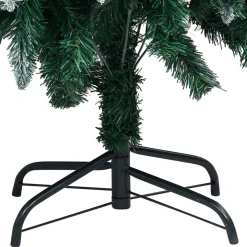 The Living Store Decoratieve Kerstbomen^ Kunstkerstboom 150 Cm - Groen En Wit - Met 680 Uiteinden En Witte Sneeuw - Inclusief Dennenappels - Pvc En Staal