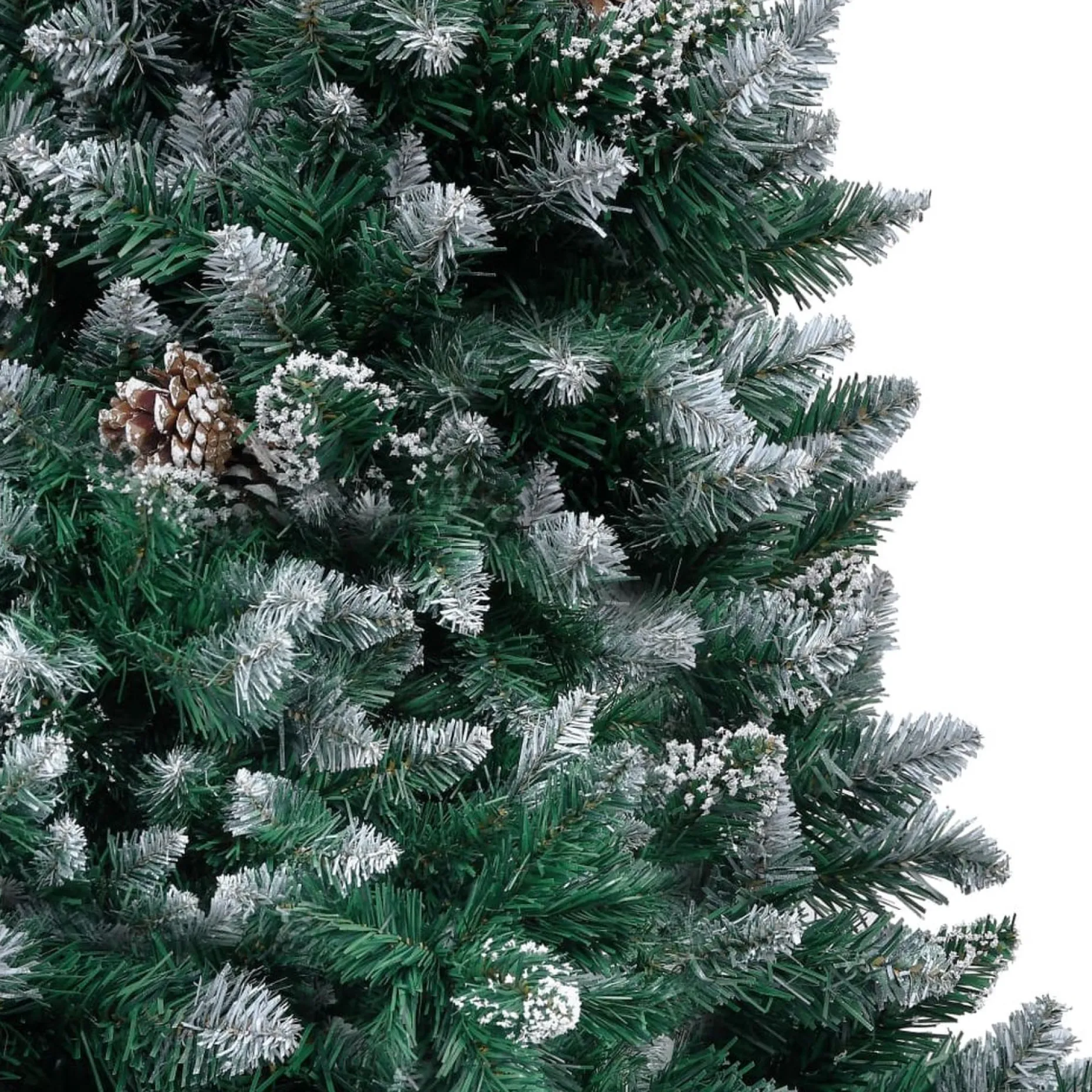 The Living Store Decoratieve Kerstbomen^ Kunstkerstboom 150 Cm - Groen En Wit - Met 680 Uiteinden En Witte Sneeuw - Inclusief Dennenappels - Pvc En Staal