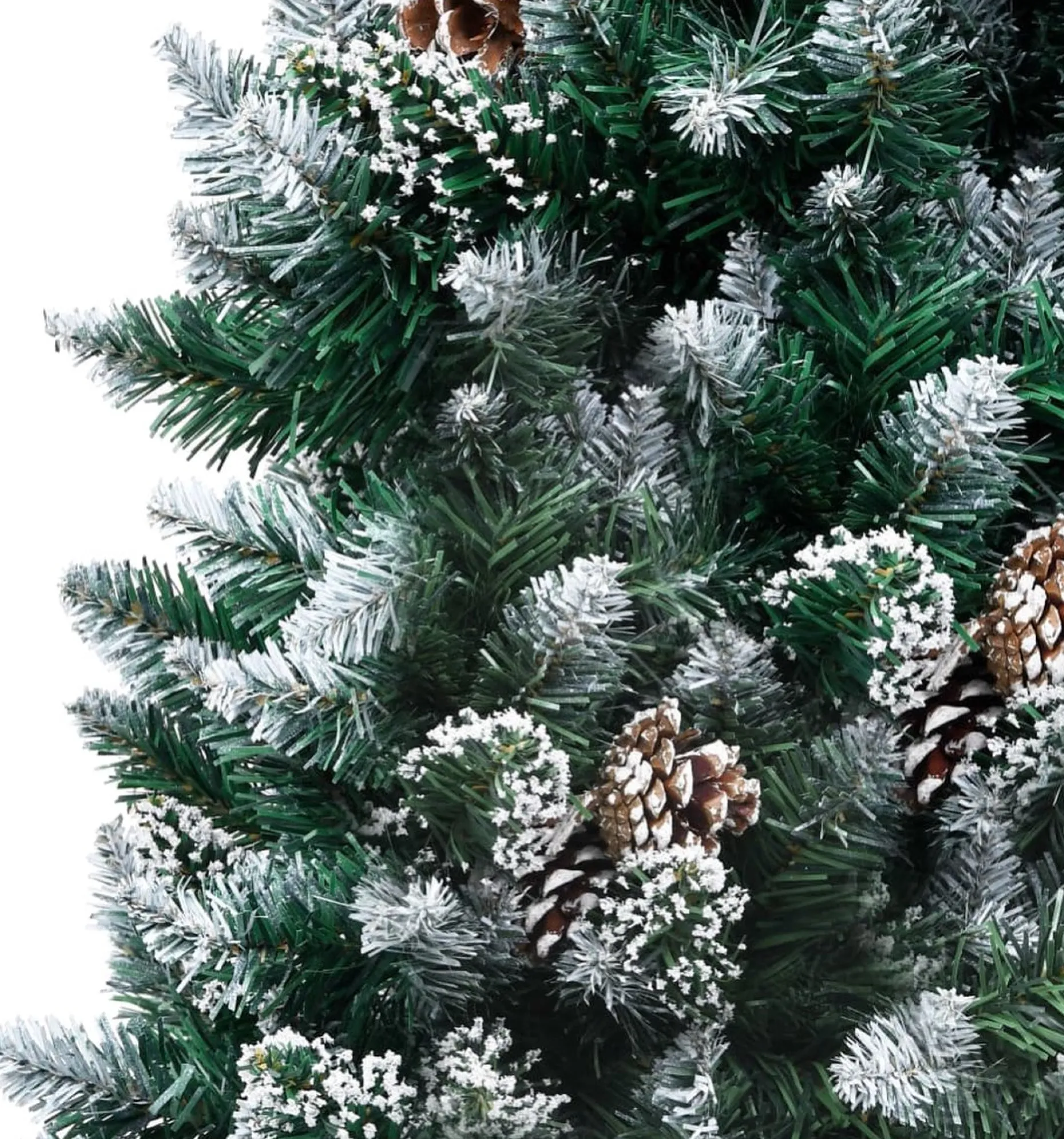 The Living Store Decoratieve Kerstbomen^ Kunstkerstboom 150 Cm - Groen En Wit - Met 680 Uiteinden En Witte Sneeuw - Inclusief Dennenappels - Pvc En Staal