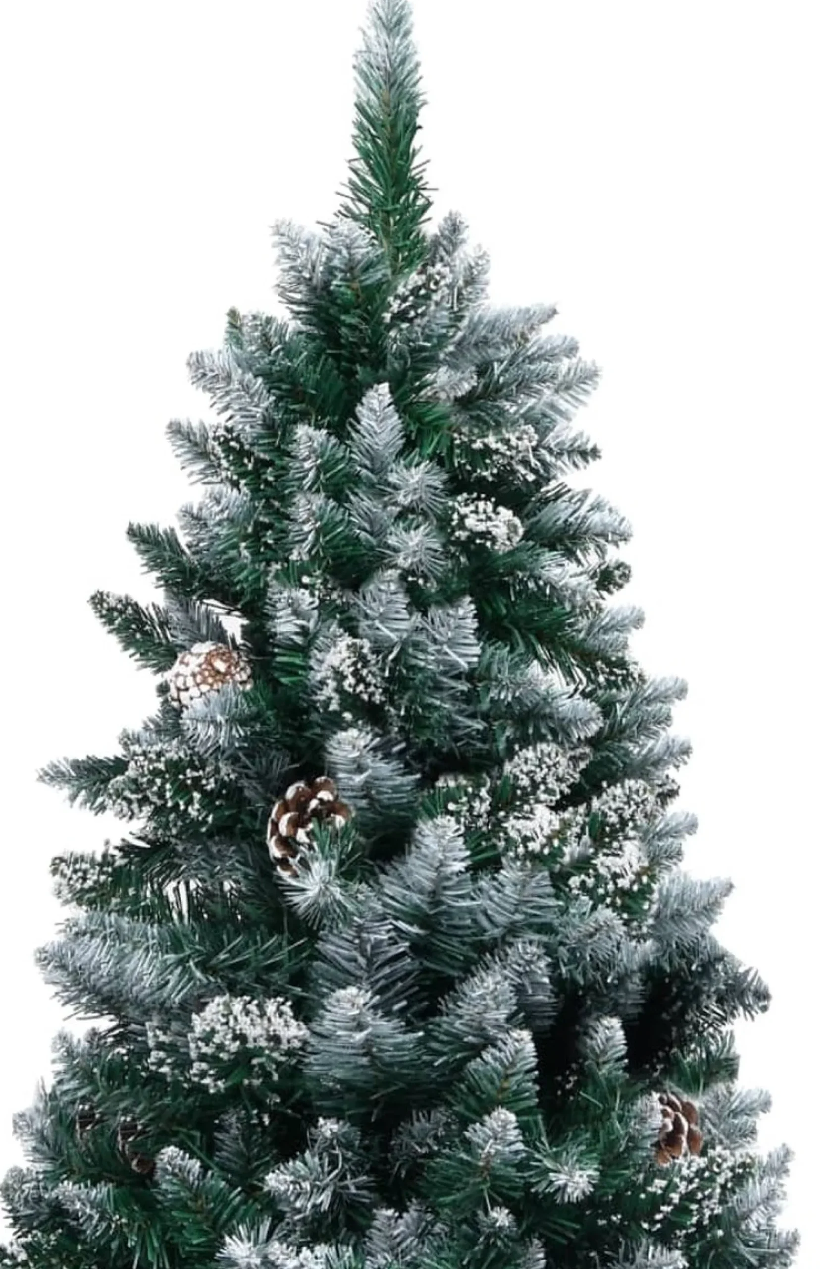 The Living Store Decoratieve Kerstbomen^ Kunstkerstboom 150 Cm - Groen En Wit - Met 680 Uiteinden En Witte Sneeuw - Inclusief Dennenappels - Pvc En Staal
