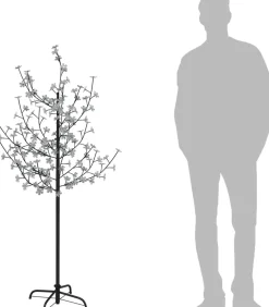 The Living Store Decoratieve Kerstbomen^ Led-Boom - Kersenbloesem Look - 43 X 43 X 120 Leds - 8 Lichteffecten - Verstelbare Takken - Stabiele Basis - Warmwit Licht - Kan Buiten Gebruikt Worden - Inclusief Usb 150 Cm