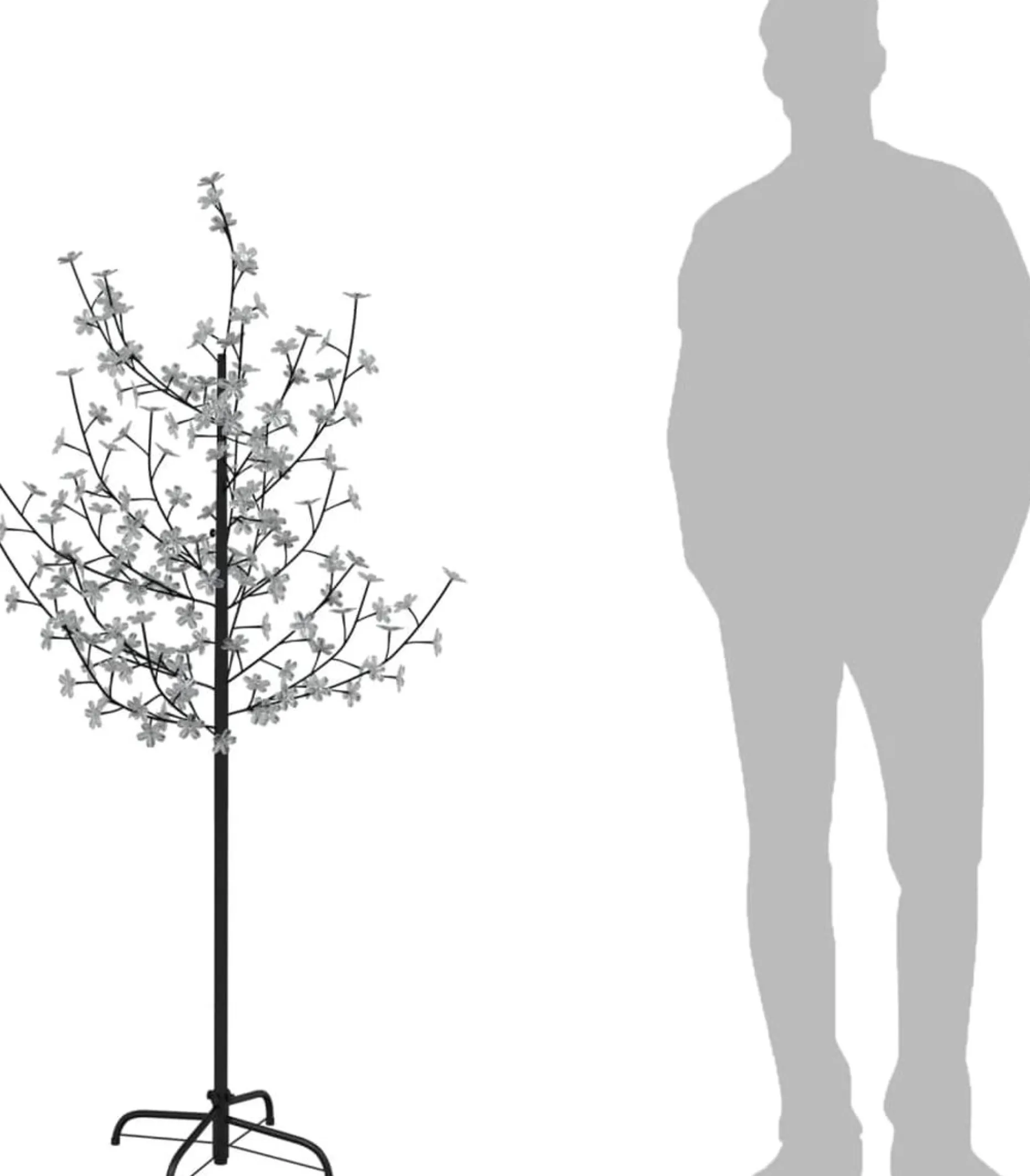 The Living Store Decoratieve Kerstbomen^ Led-Boom - Kersenbloesem Look - 43 X 43 X 120 Leds - 8 Lichteffecten - Verstelbare Takken - Stabiele Basis - Warmwit Licht - Kan Buiten Gebruikt Worden - Inclusief Usb 150 Cm