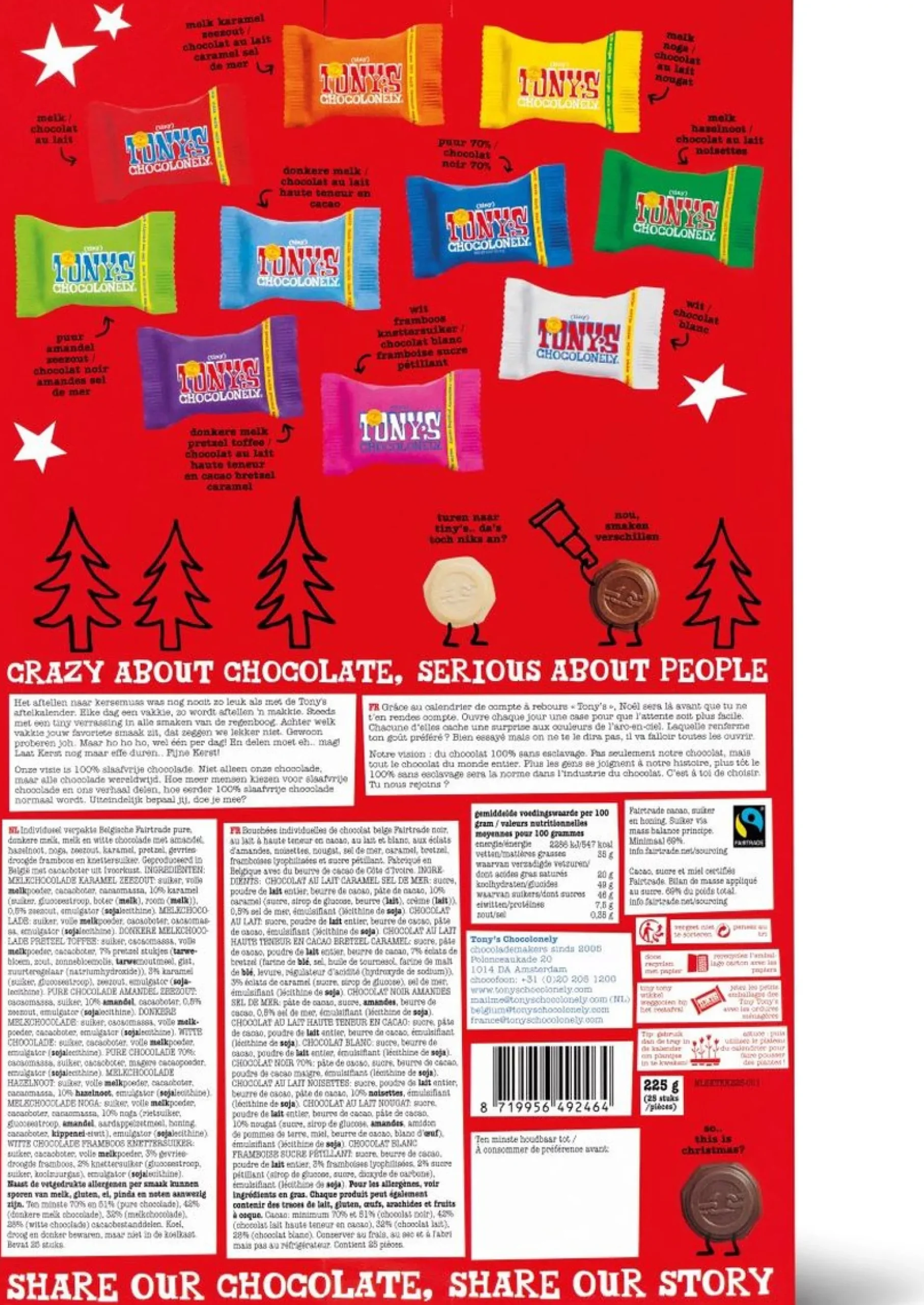 Tonyu0027s Chocolonely Adventskalenders^Tony's Chocolonely Mega Kerst Adventskalender Chocolade 2023 - Grote Aftelkalender - Kerst Cadeau - Sint Kado - 10 Verschillende Smaken Tiny Tony's In Een Kerstkalender - Fairtrade Belgische Chocolade