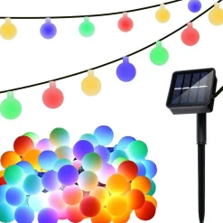 iso trade Lichtslangen^Tuinverlichting - Lichtslinger - Op Zonne- Energie - 6.70M - Multi Kleur - O2Cm - 50 Solar Color Led - Met 8 Standen - Ip65