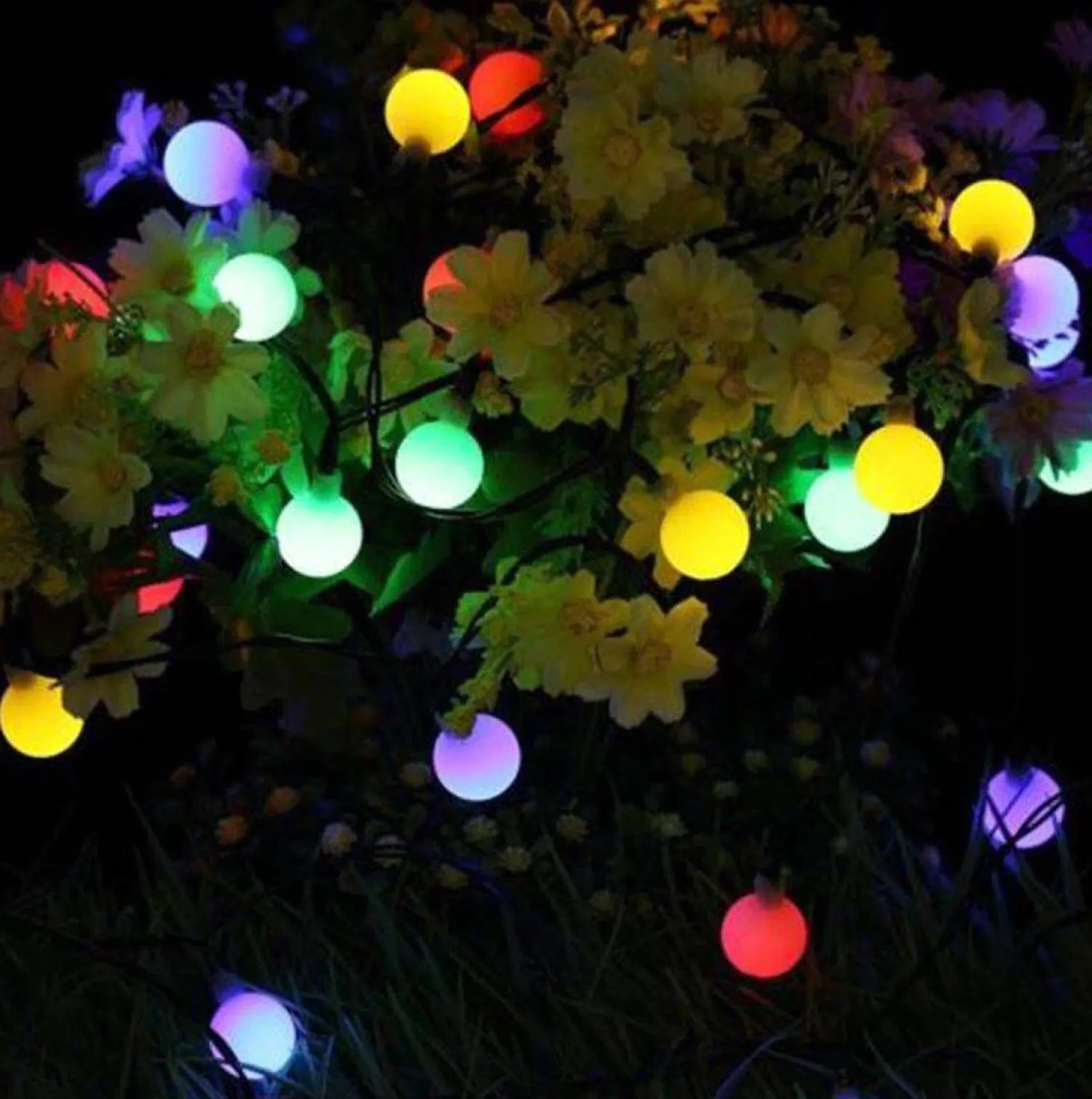 iso trade Lichtslangen^Tuinverlichting - Lichtslinger - Op Zonne- Energie - 6.70M - Multi Kleur - O2Cm - 50 Solar Color Led - Met 8 Standen - Ip65