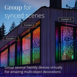 Twinkly Lichtgordijnen^ Curtain – App-Gestuurde Led Gordijn Lichtsnoer Met 210 Rgb + W (16 Miljoen Kleuren + Warm Wit) Led's. 1,5 X 2,1 Meter. Transparante Draad. Binnen En Buiten Slimme Verlichting Decoratie