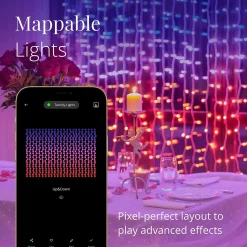 Twinkly Lichtgordijnen^ Curtain – App-Gestuurde Led Gordijn Lichtsnoer Met 210 Rgb + W (16 Miljoen Kleuren + Warm Wit) Led's. 1,5 X 2,1 Meter. Transparante Draad. Binnen En Buiten Slimme Verlichting Decoratie