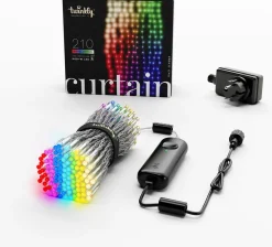 Twinkly Lichtgordijnen^ Curtain – App-Gestuurde Led Gordijn Lichtsnoer Met 210 Rgb + W (16 Miljoen Kleuren + Warm Wit) Led's. 1,5 X 2,1 Meter. Transparante Draad. Binnen En Buiten Slimme Verlichting Decoratie