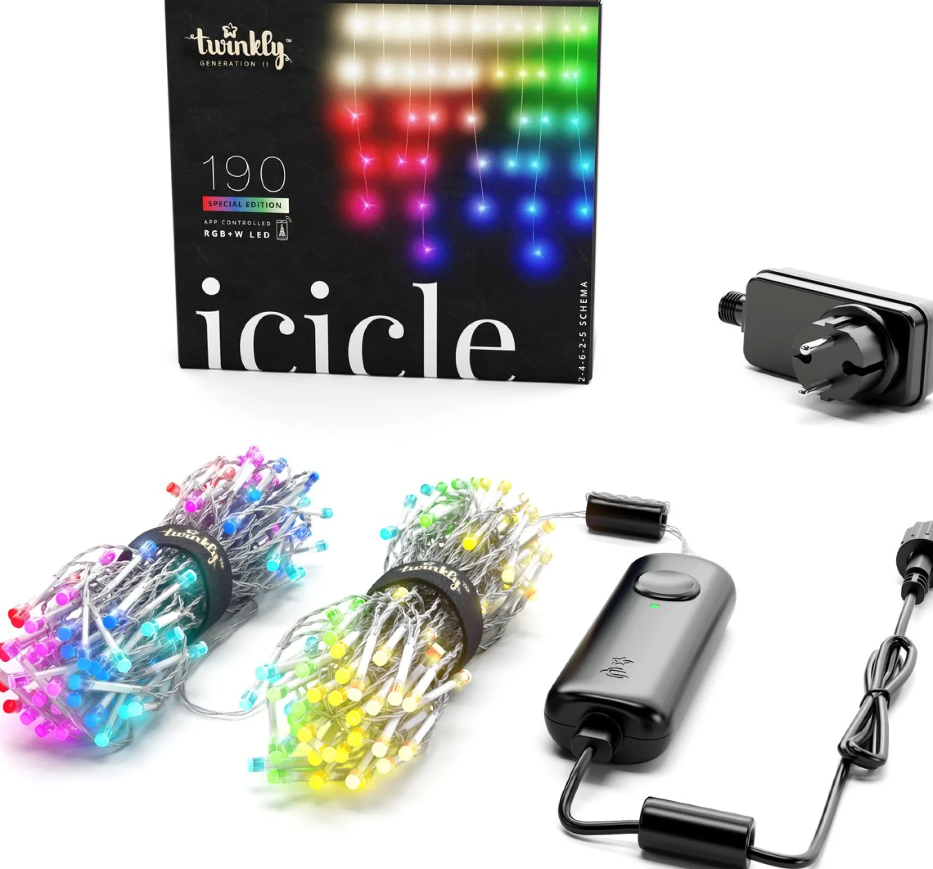 Twinkly Lichtgordijnen^ Icicle Lichtgordijn - Binnen/Buiten - Rgbw - 190 Led-Lichtketting - Decoratie - App-Gestuurde - Zwart