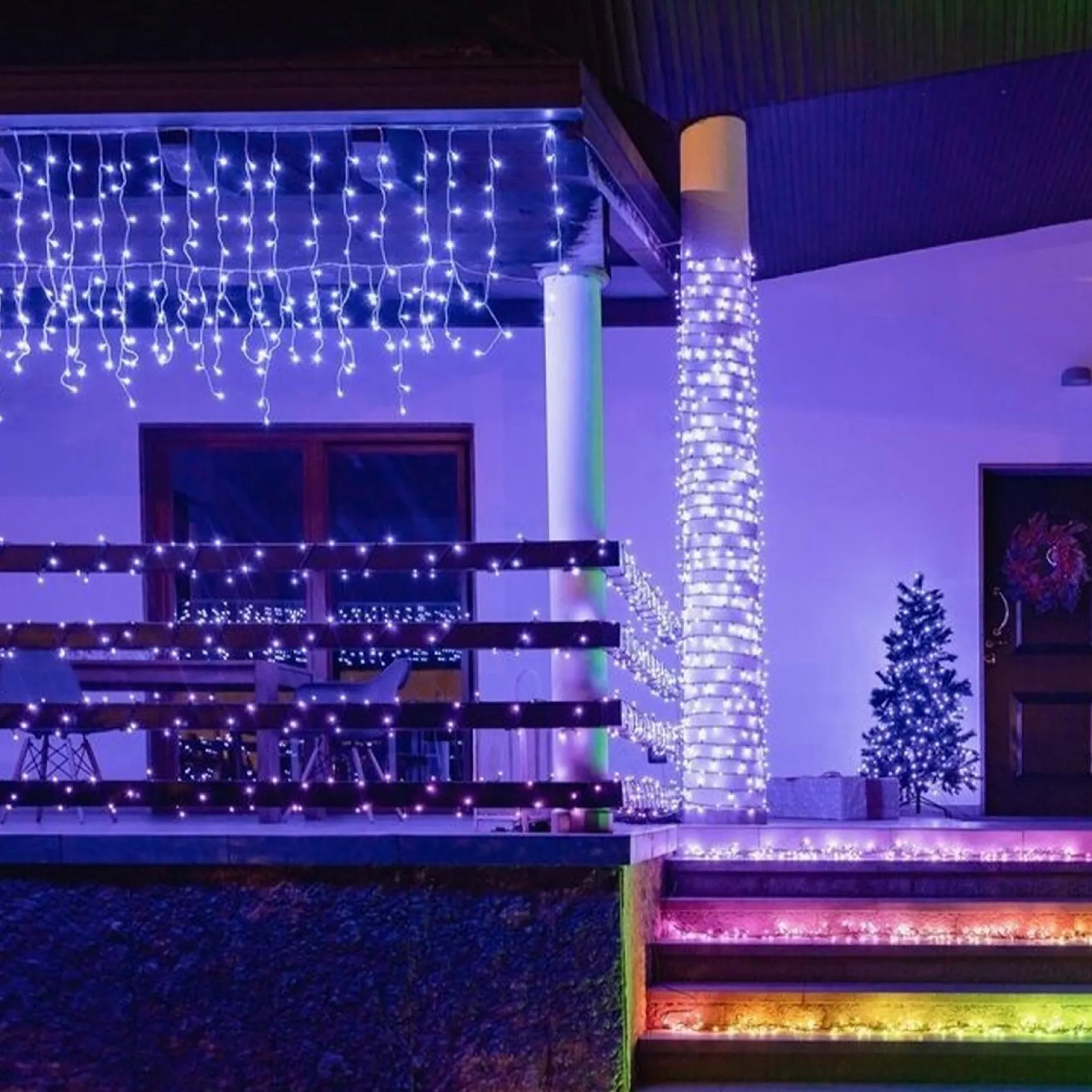 Twinkly Lichtgordijnen^ Icicle Lichtgordijn - Binnen/Buiten - Rgbw - 190 Led-Lichtketting - Decoratie - App-Gestuurde - Zwart