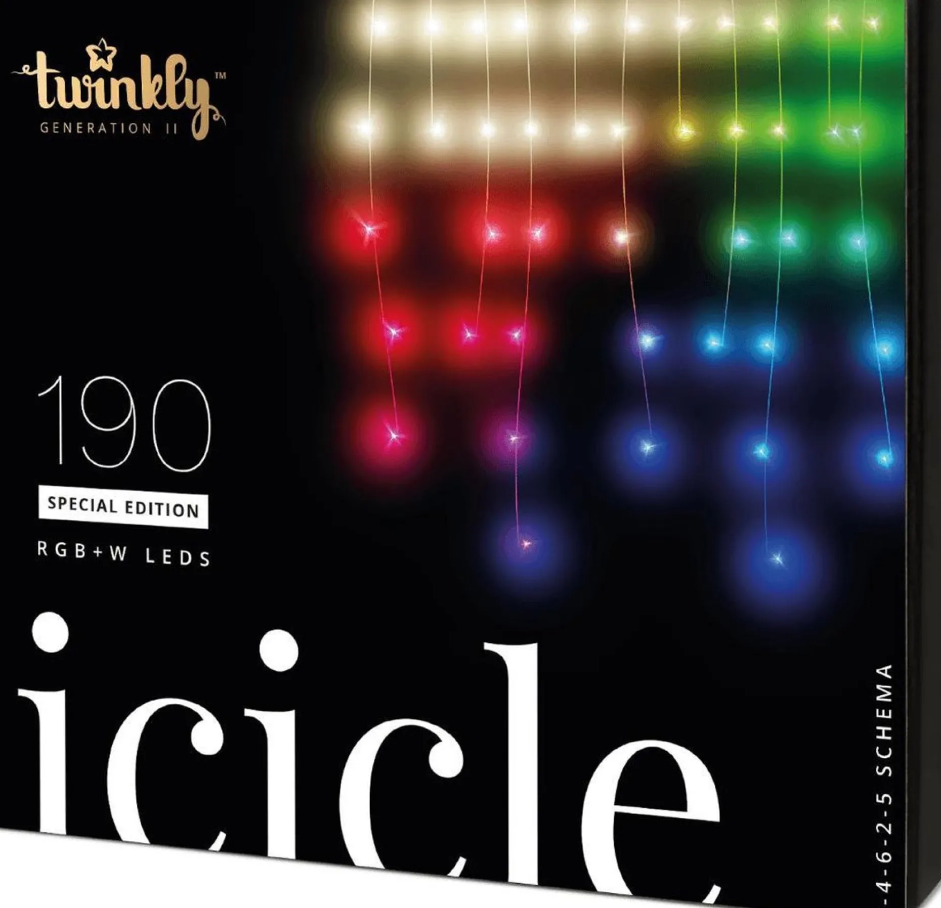 Twinkly Lichtgordijnen^ Icicle Lichtgordijn - Binnen/Buiten - Rgbw - 190 Led-Lichtketting - Decoratie - App-Gestuurde - Zwart