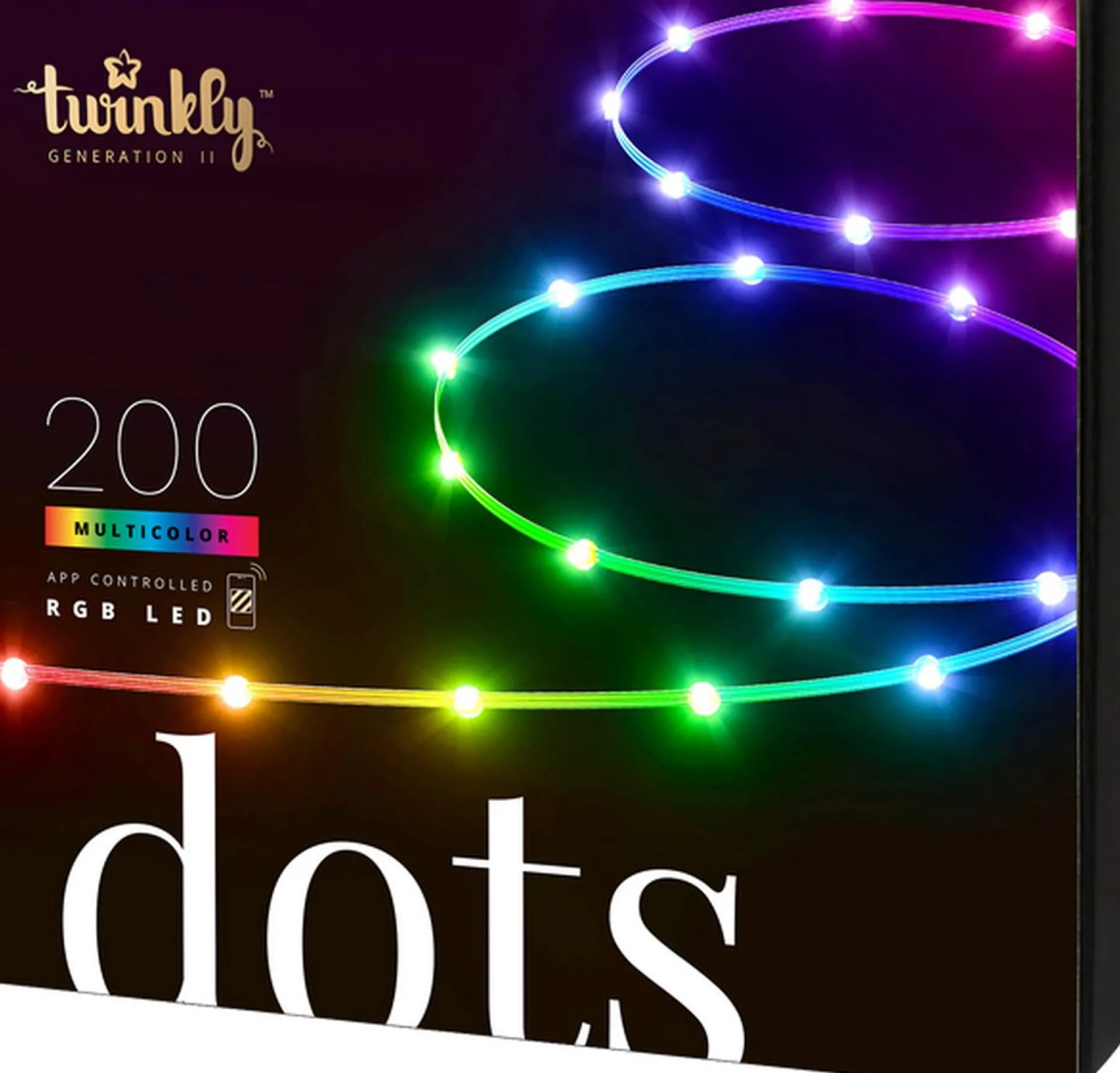 Twinkly Kerstlichtsnoeren^ Twd200Stp-Teu Party-Lichtketting Binnen/Buiten Energielabel: G (A - G) Werkt Op Het Lichtnet Aantal Lampen 200 Led Rgb Verlichte Lengte: 10 M