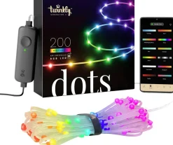 Twinkly Kerstlichtsnoeren^ Twd200Stp-Teu Party-Lichtketting Binnen/Buiten Energielabel: G (A - G) Werkt Op Het Lichtnet Aantal Lampen 200 Led Rgb Verlichte Lengte: 10 M