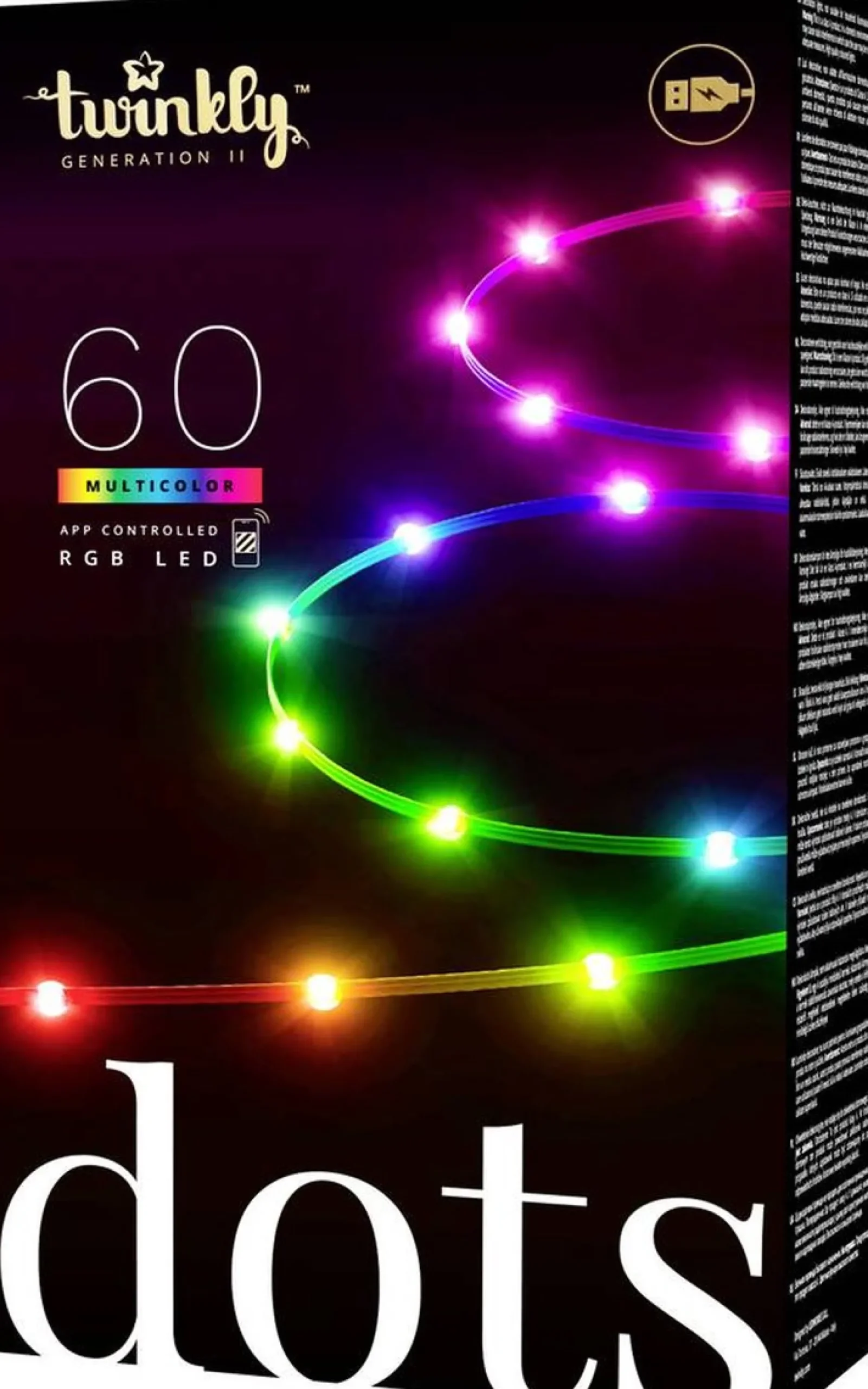 Twinkly Kerstlichtsnoeren^ Twd060Stp-T Party-Lichtketting Binnen Energielabel: G (A - G) Werkt Op Het Lichtnet Aantal Lampen 60 Led Rgb Verlichte Lengte: 3 M