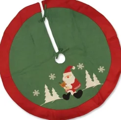 Unique Living Kerstboomstandaarden^ - Jolly Christmas Treeskirt Groen Santa -Diameter 90 - Kerstboomkleed
