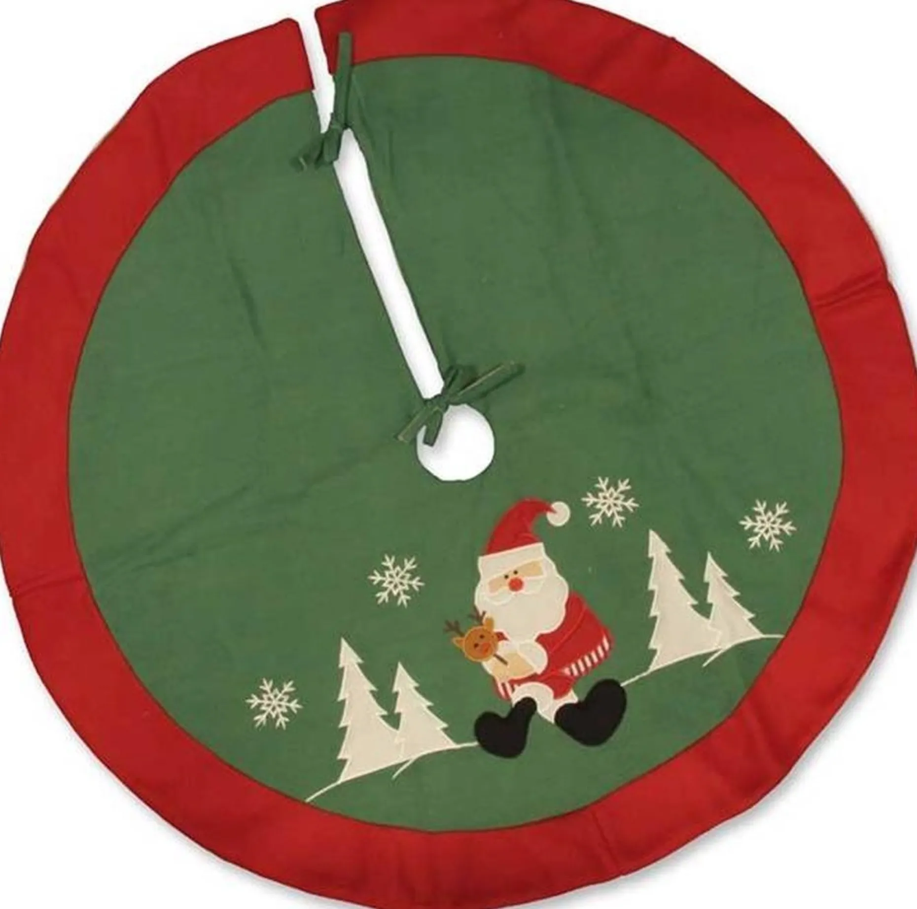 Unique Living Kerstboomstandaarden^ - Jolly Christmas Treeskirt Groen Santa -Diameter 90 - Kerstboomkleed