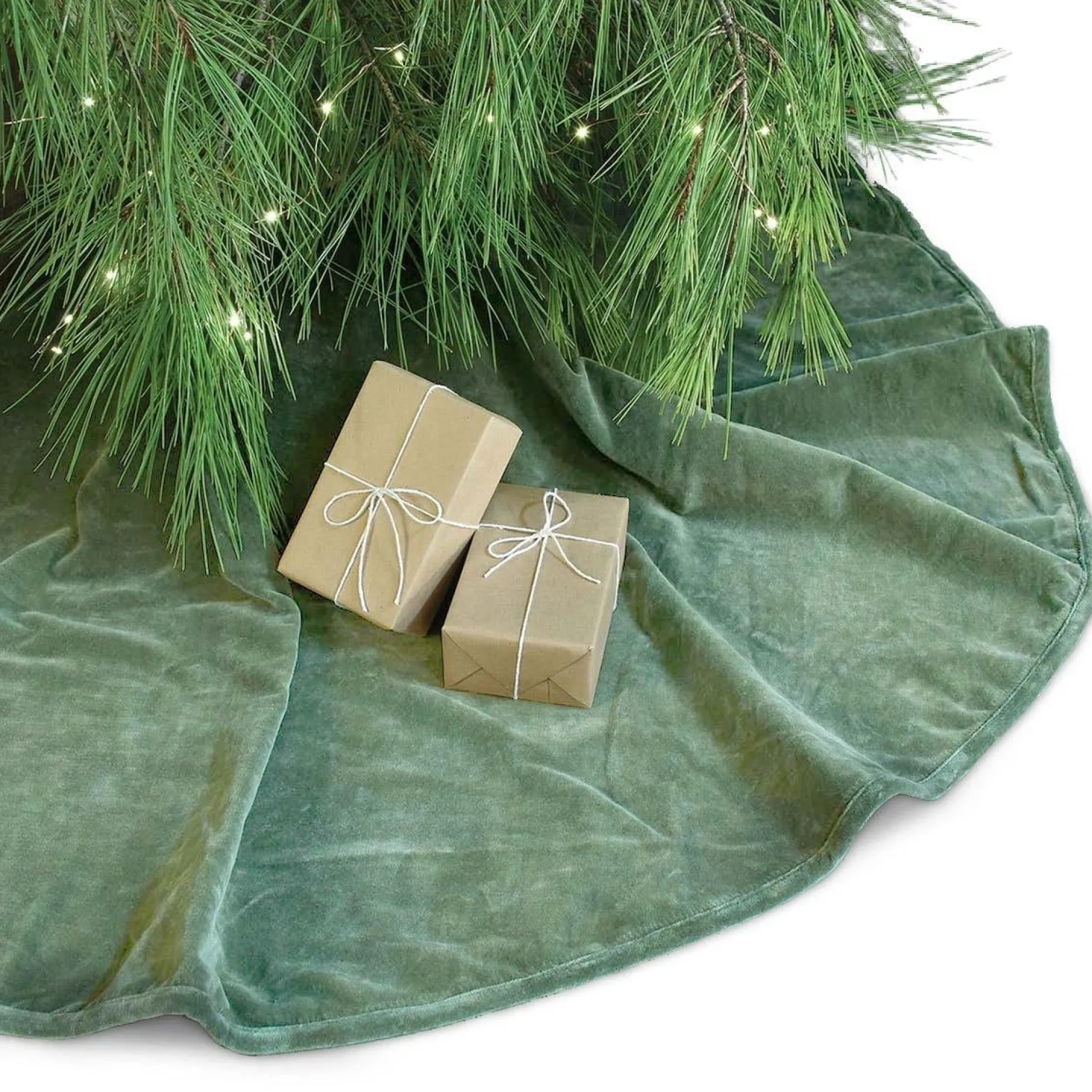 Unique Living Kerstboomstandaarden^ - Treeskirt Kelsey 120Ocm Oil Green - Kerstboomkleed