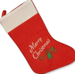Unique Living | Velvet Stocking W/Embr. Merry Christmas Outlet