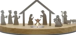 Unoferrum -Silhouette-Kerstgroep-Medium-Edelstaal-Eikenhout Outlet