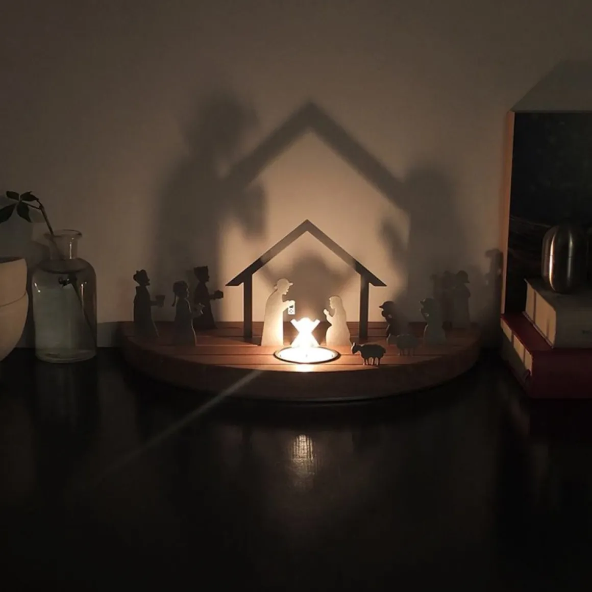 Unoferrum -Silhouette-Kerstgroep-Medium-Edelstaal-Esdoornhout Fashion