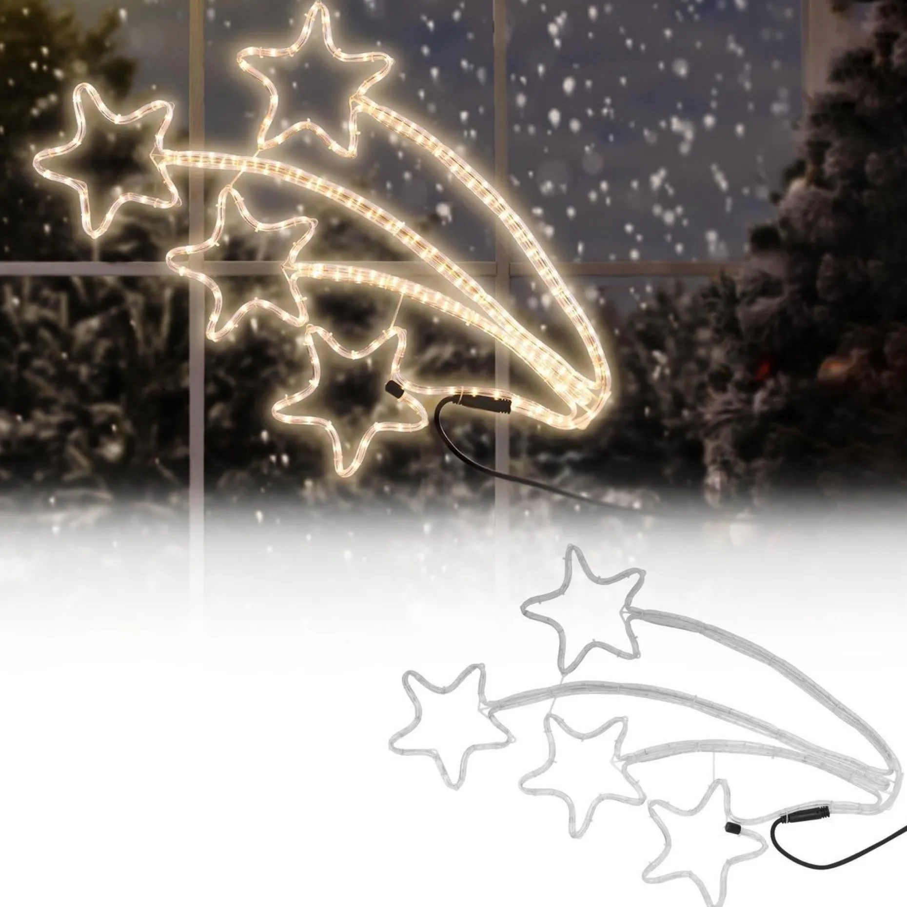 Nampook Verlichte Kerstfiguren^Vallende Sterren Lichtslang - 216 Lampjes - 6 Meter - 84 Cm