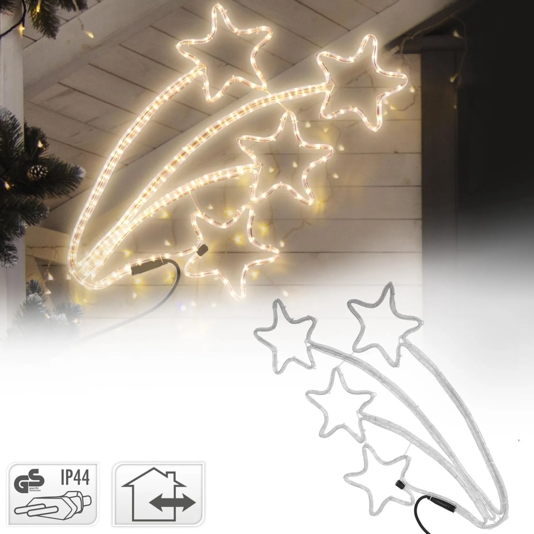 Nampook Verlichte Kerstfiguren^Vallende Sterren Lichtslang - 216 Lampjes - 6 Meter - 84 Cm