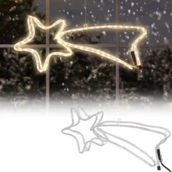 Nampook Verlichte Kerstfiguren^Vallende Sterren Set Van 2 - Slangverlichting Ster - 144 Lampjes - 4M - Metalen Frame