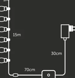 Vellight Lichtslangen^ Tuya Led - 15 M - 15 Meerkleurige Lampen - Zwarte Draad - Smart