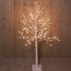 Anna's Collection Verlichte Kerstfiguren^Verlichte Figuren Witte Lichtboom/Metalen Boom/Berkenboom Met 120 Led Lichtjes 130 Cm - Kerstversiering/Kerstdecoratie