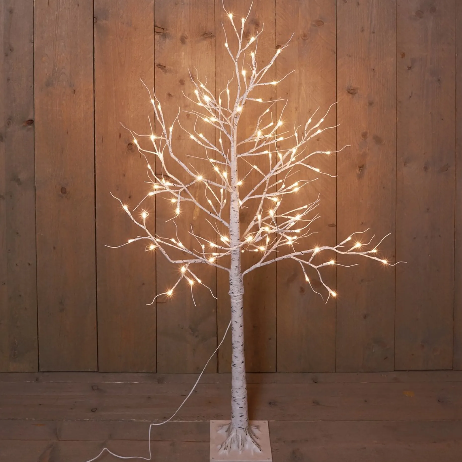 Anna's Collection Verlichte Kerstfiguren^Verlichte Figuren Witte Lichtboom/Metalen Boom/Berkenboom Met 120 Led Lichtjes 130 Cm - Kerstversiering/Kerstdecoratie