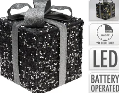 Koopman Verlichte Kerstfiguren^3 Verlichte Geschenkdozen Met Led - Zilver - 15Cm, 20Cm, 25Cm