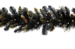 A Perfect Christmas Verlichte Guirlande "Shimmery Golden Black Bristle" - L274 Cm - Met Verlichting En Gouden Glitter Best Sale