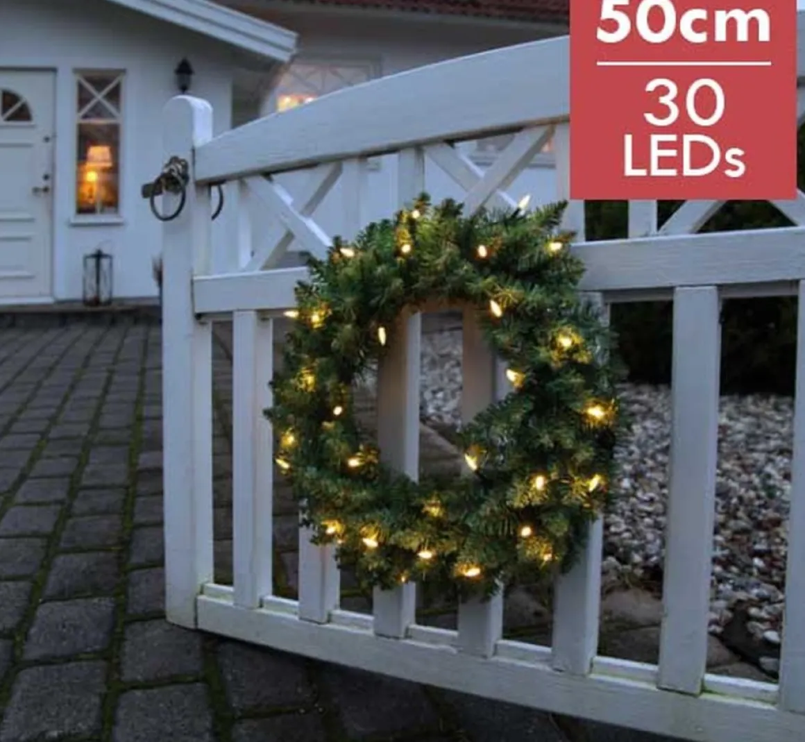 Star Trading Verlichte Kerstkrans "Calgary" 50Cm -Ook Geschikt Voor Buiten -Lichtkleur: Warm Wit -Met Stekker -Kerstdecoratie Flash Sale