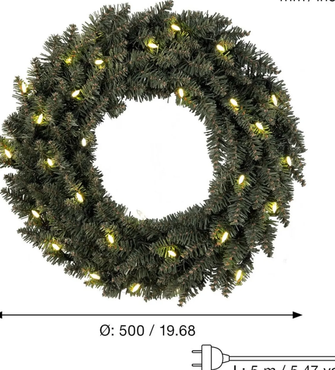 Star Trading Verlichte Kerstkrans "Calgary" 50Cm -Ook Geschikt Voor Buiten -Lichtkleur: Warm Wit -Met Stekker -Kerstdecoratie Flash Sale