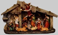 Feeric lights u0026 Christmas Verlichte Kerststal Met Beelden - L17,8 X B8,5 X H31,5 Cm - Op Batterij Online