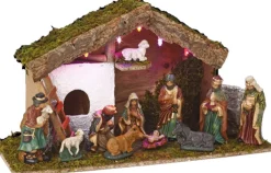 Feeric lights u0026 Christmas Verlichte Kerststal Met Beelden - L46 X B17 X H25 Cm - Op Batterij Cheap