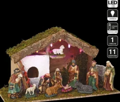 Feeric lights u0026 Christmas Verlichte Kerststal Met Beelden - L46 X B17 X H25 Cm - Op Batterij Cheap