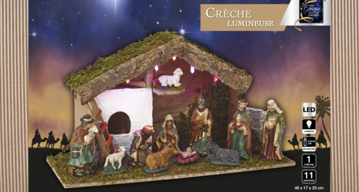 Feeric lights u0026 Christmas Verlichte Kerststal Met Beelden - L46 X B17 X H25 Cm - Op Batterij Cheap