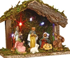 Feeric lights u0026 Christmas Verlichte Kerststal Met Beelden - L18 X B8 X H13,5 Cm - Op Batterijen Outlet
