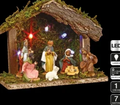 Feeric lights u0026 Christmas Verlichte Kerststal Met Beelden - L18 X B8 X H13,5 Cm - Op Batterijen Outlet