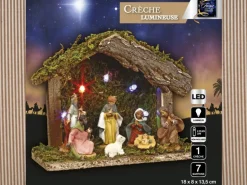 Feeric lights u0026 Christmas Verlichte Kerststal Met Beelden - L18 X B8 X H13,5 Cm - Op Batterijen Outlet