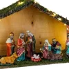 Merkloos Verlichte Kerststal Met Kerststal Beeldjes 40 X 16 X 25,5 Cm - Kerststalletjes/Kerststallen Met Licht/Verlichting Cheap