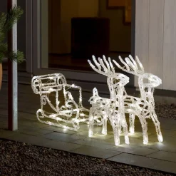 Konst Smide Verlichte Kerstfiguren^Verlicht Kerstfiguur Voor Buiten - Rendier En Slee - 96 Leds - Warm Wit - 42 Cm Hoog - Kerstverlichting