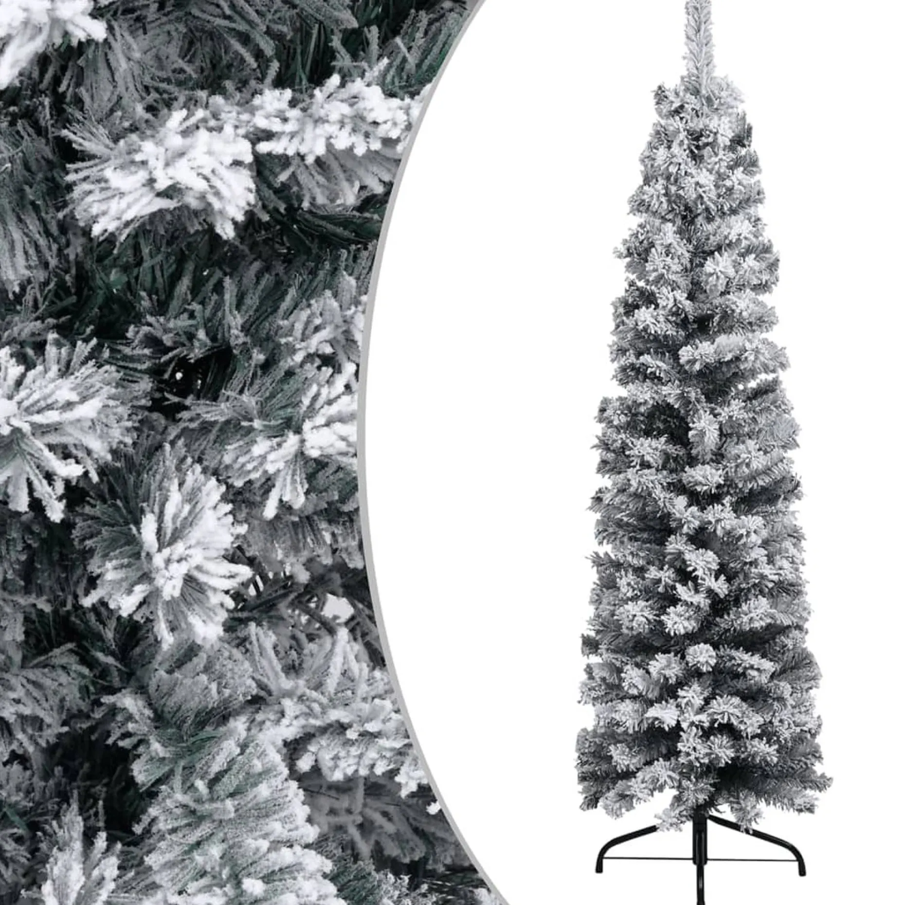 VidaLife Kunstkerstbomen^ Kerstboom Met Led's En Sneeuwvlokken Smal 240 Cm Pvc Groen