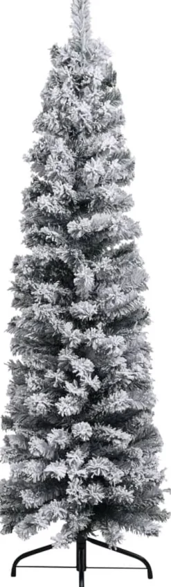 VidaLife Kunstkerstbomen^ Kerstboom Met Led's En Sneeuwvlokken Smal 240 Cm Pvc Groen