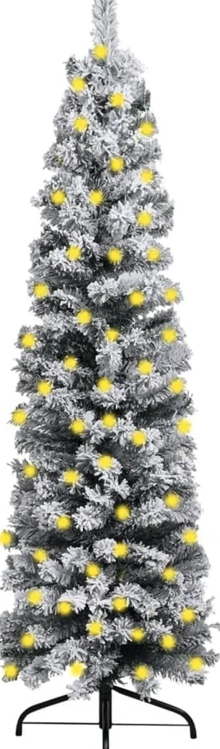 VidaLife Kunstkerstbomen^ Kerstboom Met Led's En Sneeuwvlokken Smal 150 Cm Pvc Groen