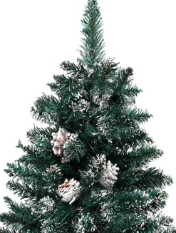 VidaLife Kunstkerstbomen^ Kerstboom Met Led's En Hout En Witte Sneeuw Smal 150 Cm Groen