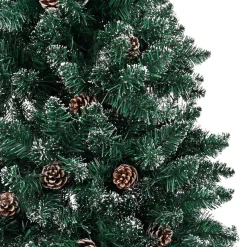 VidaLife Kunstkerstbomen^ Kerstboom Met Led's En Hout En Witte Sneeuw Smal 150 Cm Groen
