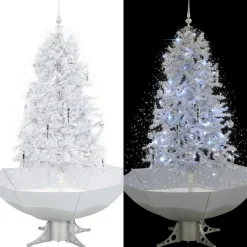 VidaLife Kunstkerstbomen^ Kerstboom Sneeuwend Met Paraplubasis 170 Cm Wit